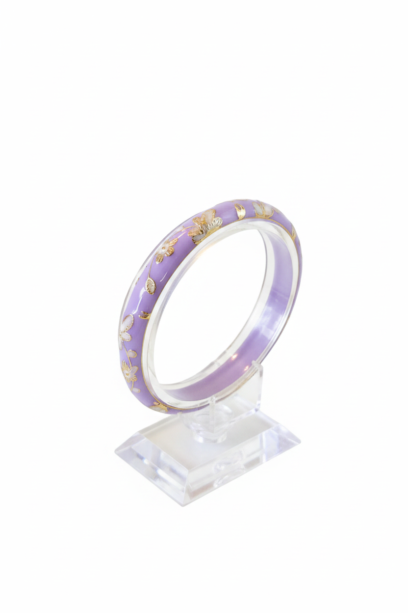 Bracelet thaïlandais violet fleuri laiton et doré