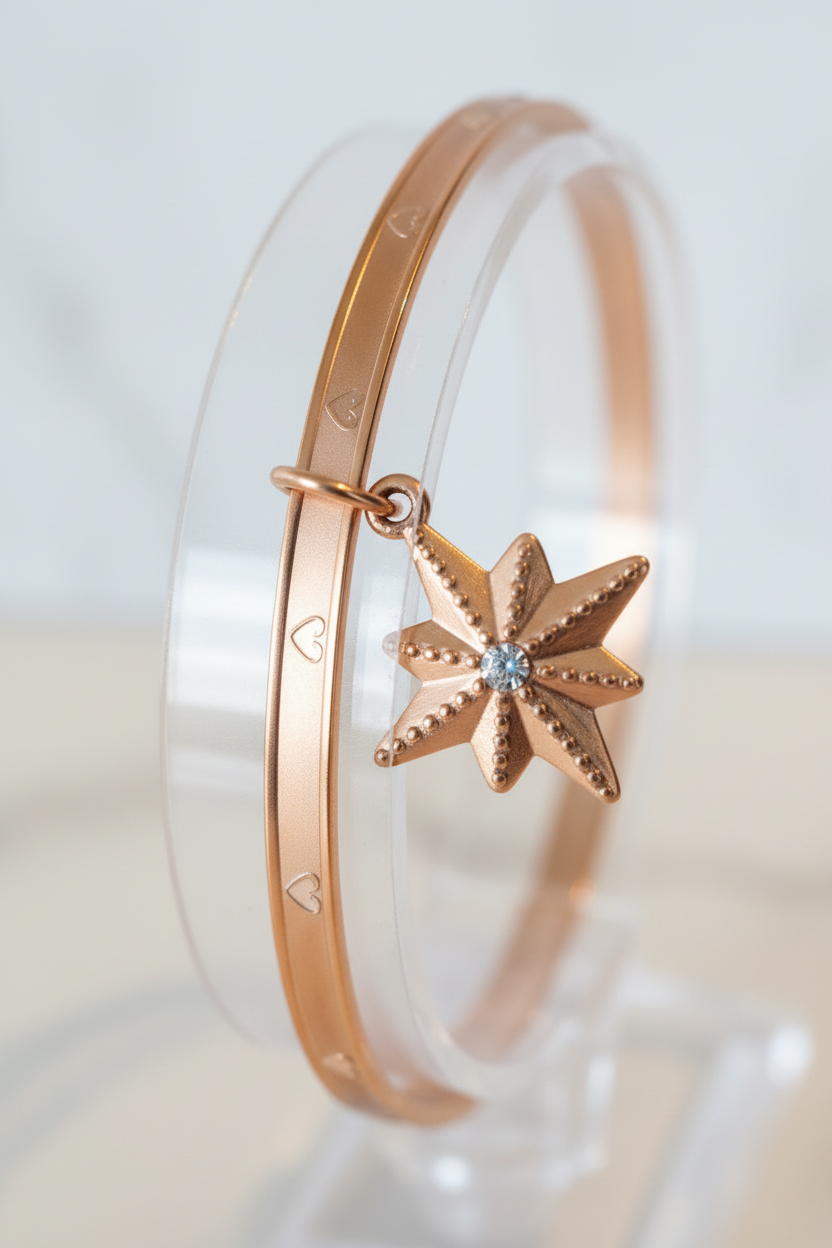 Bracelet acier inoxydable avec breloque étoile