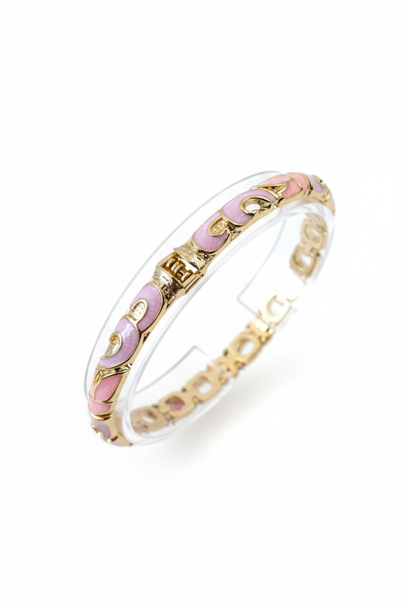 Bracelet thaïlandais violet et rose fin laiton