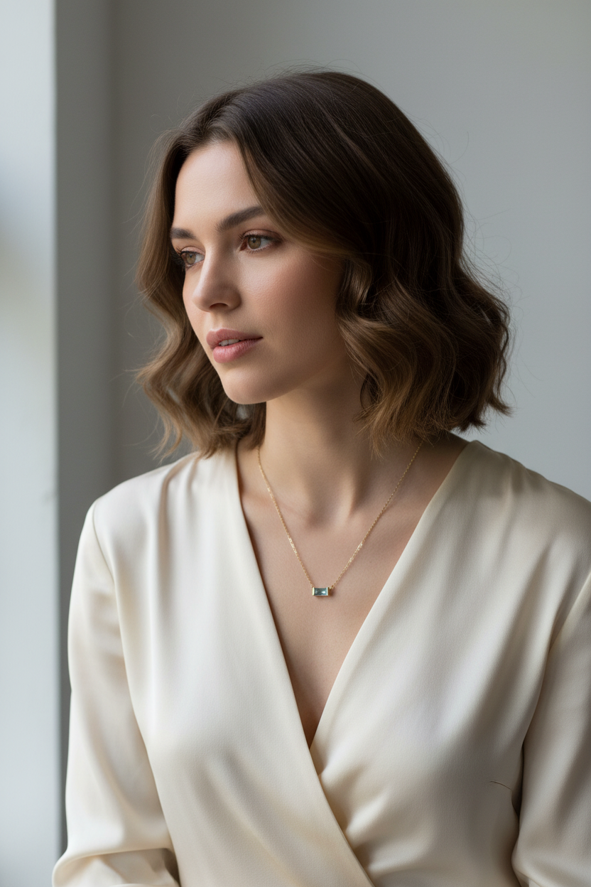 Collier acier inoxydable avec pierre bleue synthétique