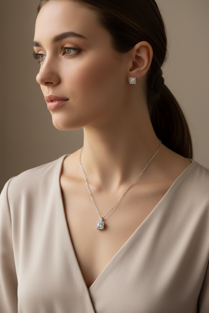 Parure bijoux femme acier inoxydable
