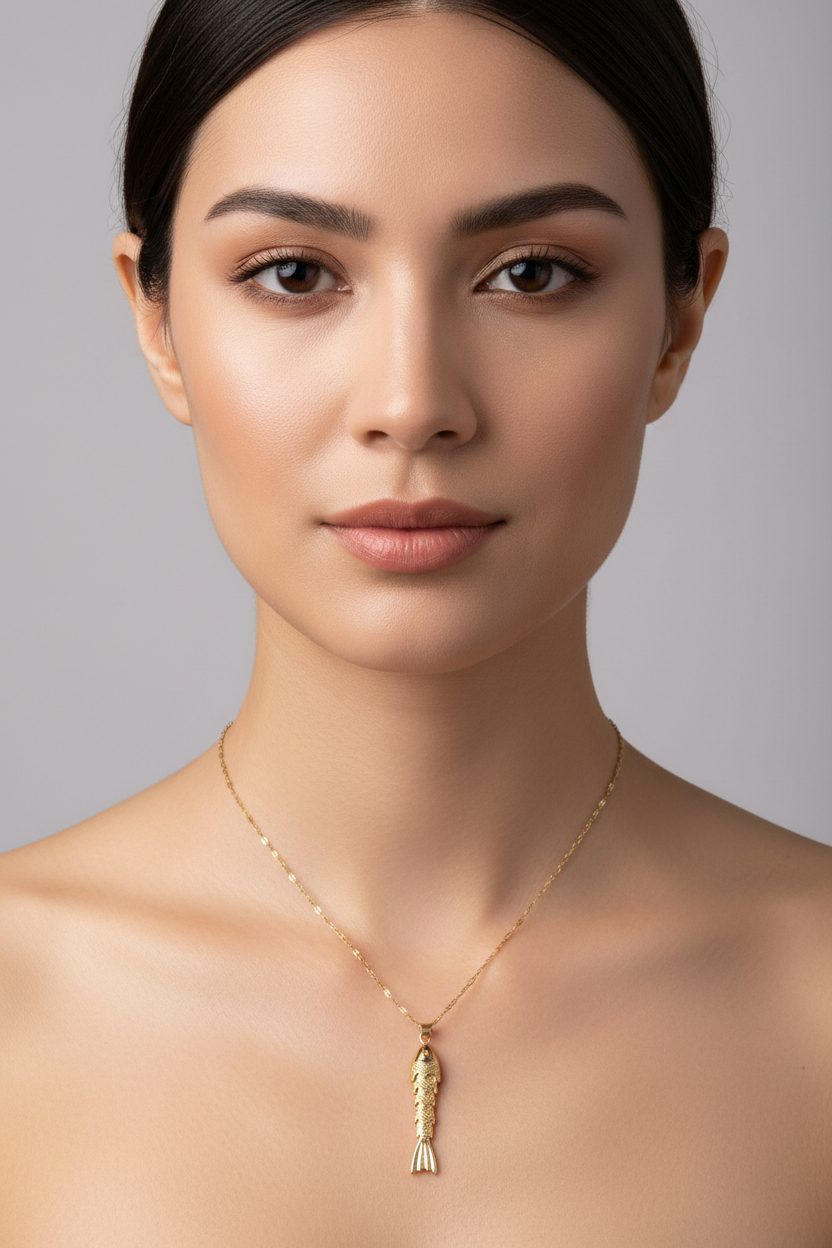 Collier acier inoxydable avec poisson