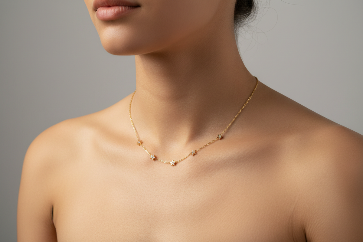 Collier acier inoxydable avec motifs oxyde de zirconium