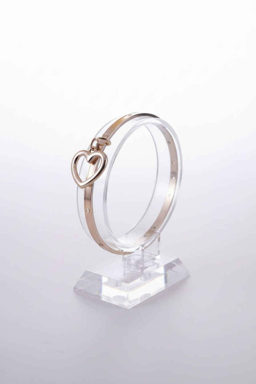 Jonc acier inoxydable avec breloque coeur