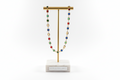 Collier acier inoxydable multicolore pierres crystal. doré ajustable 45 cms de longueur.
