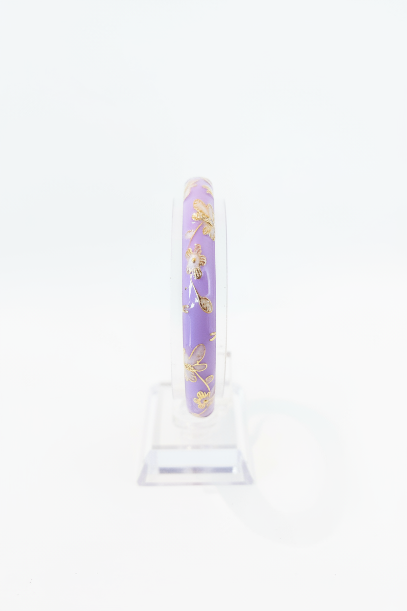 Bracelet thaïlandais violet fleuri laiton et doré