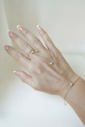 Bracelet -bague acier inoxydable doré avec motifs oxyde de zirconium blanc