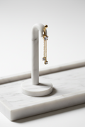 Piercing nombril acier inoxydable doré 2fils pendants. avec oxydes de zirconium Blancs