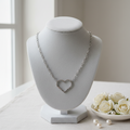 Collier acier inoxydable argenté avec coeur