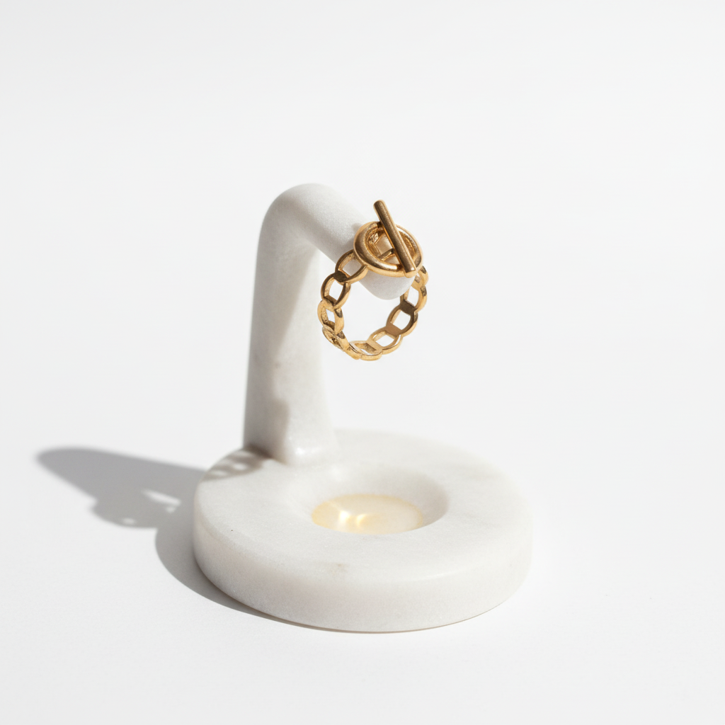 Bague acier inoxydable ajustable avec motif