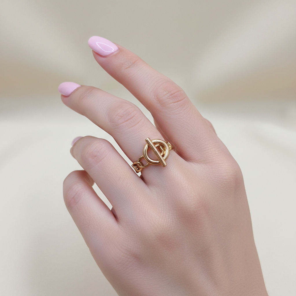 Bague acier inoxydable ajustable avec motif