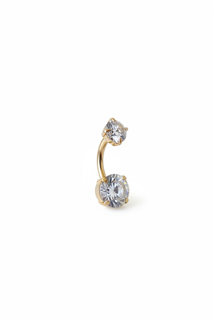 Piercing nombril clssique  acier inoxydable doré avec zirconium